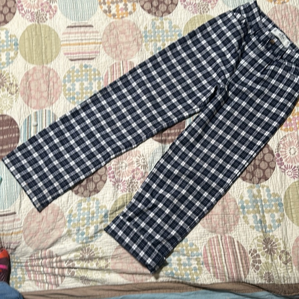 Hollister Navy Flannel Trousers🩵 size 24 💛 Wide Leg High Rise LaiKE NEW!!!